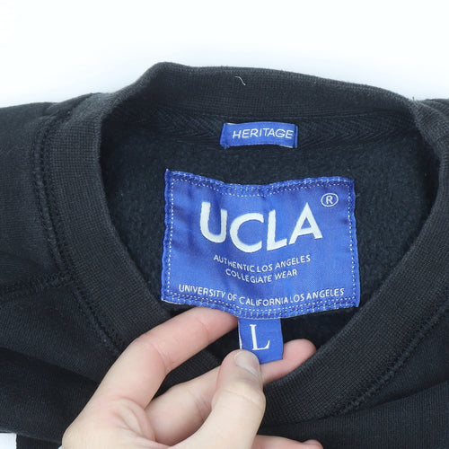 UCLA Men’s Black Pullover Sweatshirt L Fleece Lined Graphic Print
