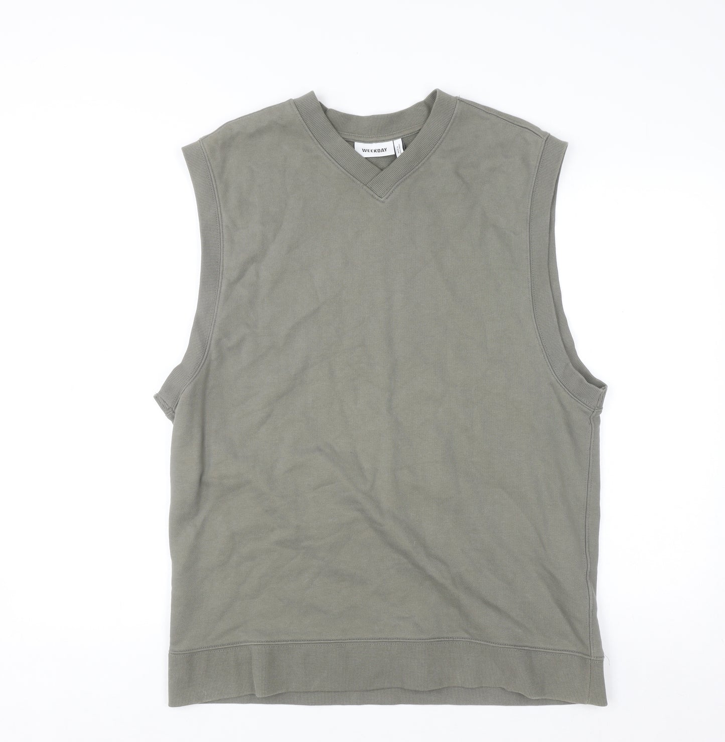 Weekday Men's Green Sleeveless V-Neck Sweatshirt Vest Size M