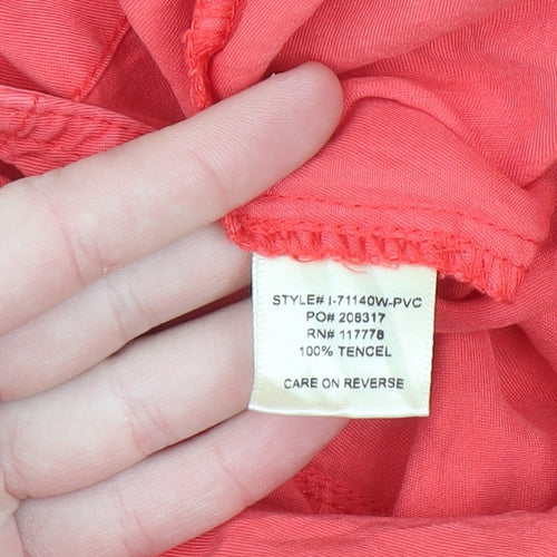 Lovestitch Women Coral Red Tencel Dungaree Playsuit Size M Adjustable Straps