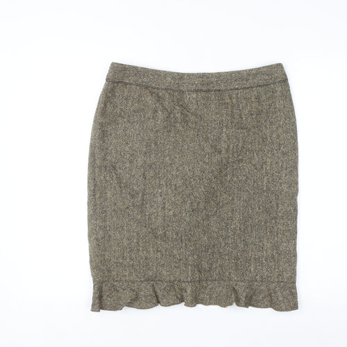 Club Monaco Women Brown Wool Tweed Knee Length Pencil Skirt Size 8