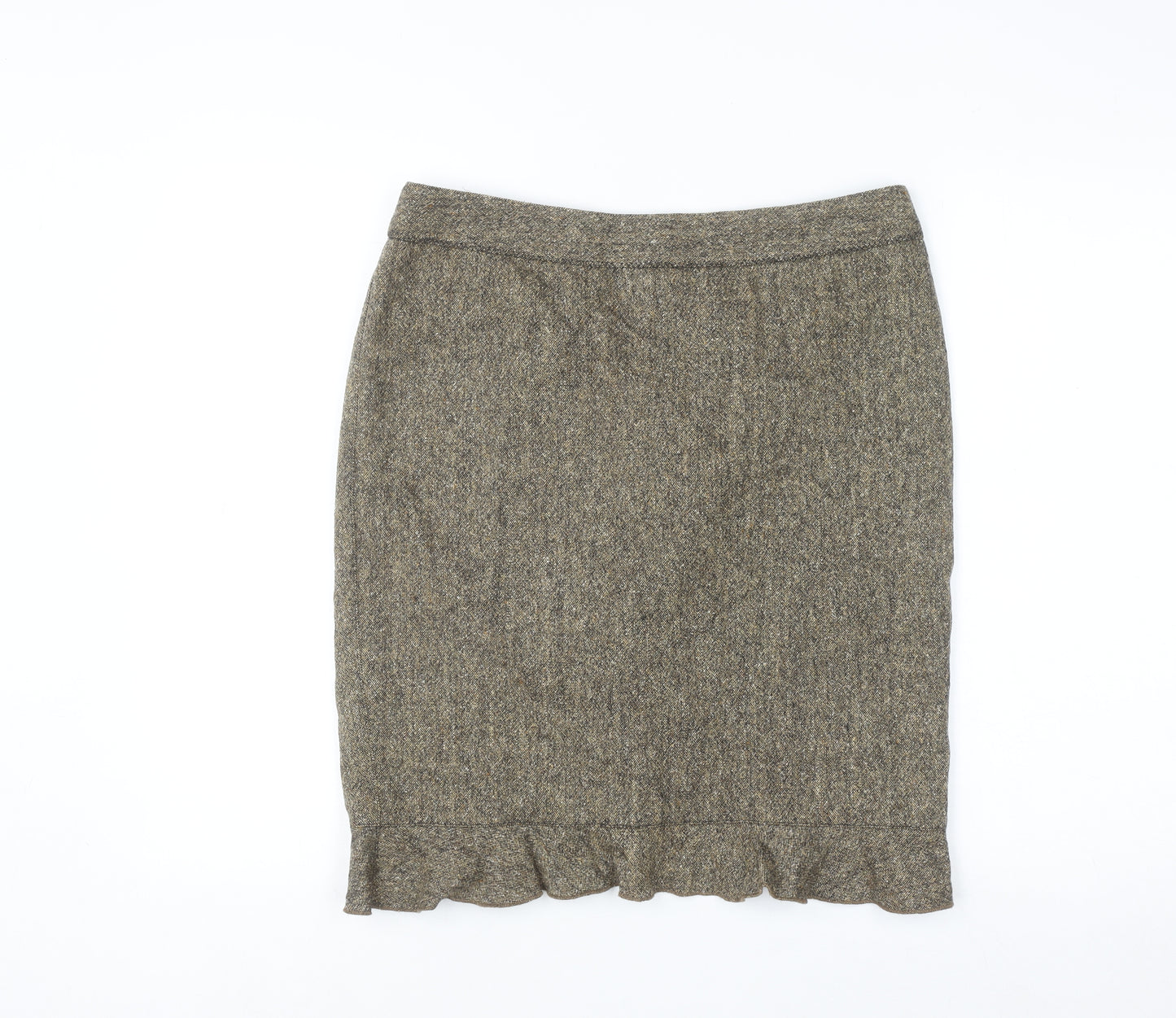 Club Monaco Women Brown Wool Tweed Knee Length Pencil Skirt Size 8