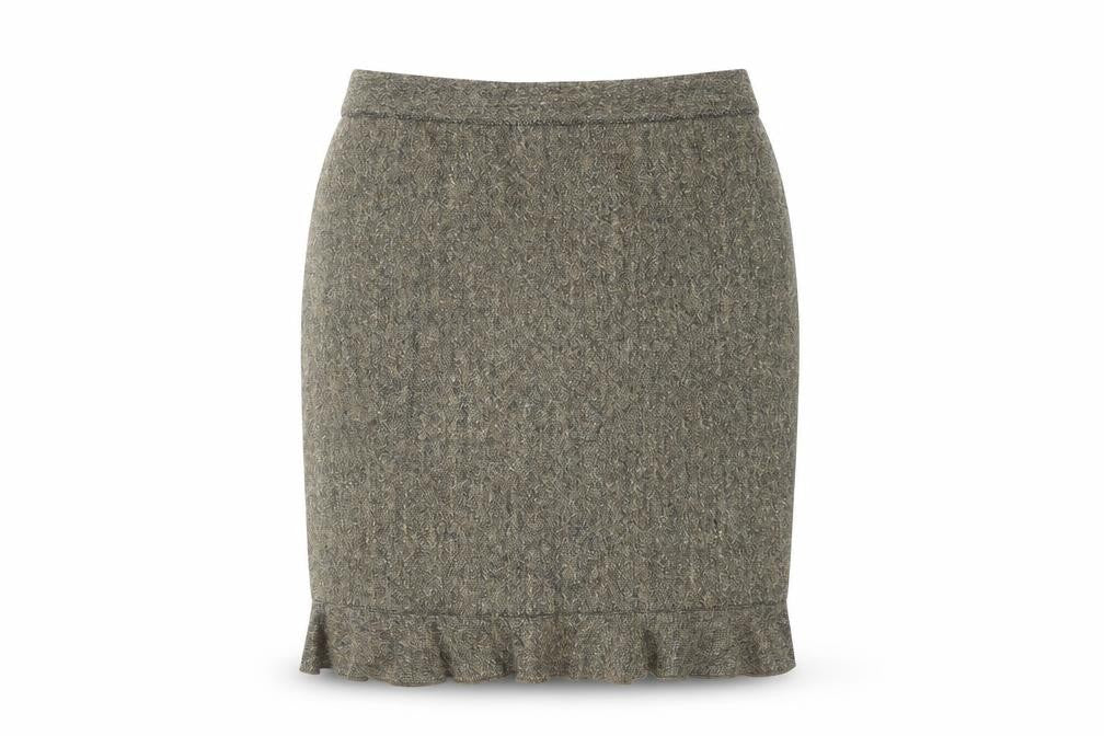 Club Monaco Women Brown Wool Tweed Knee Length Pencil Skirt Size 8