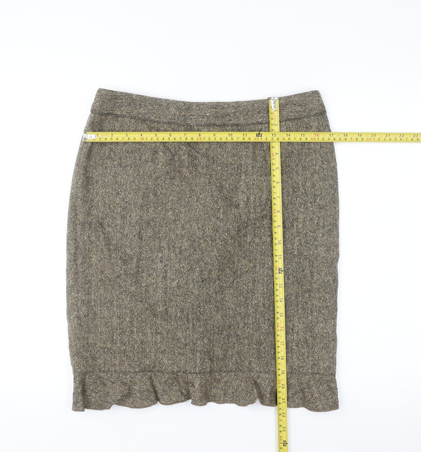 Club Monaco Women Brown Wool Tweed Knee Length Pencil Skirt Size 8