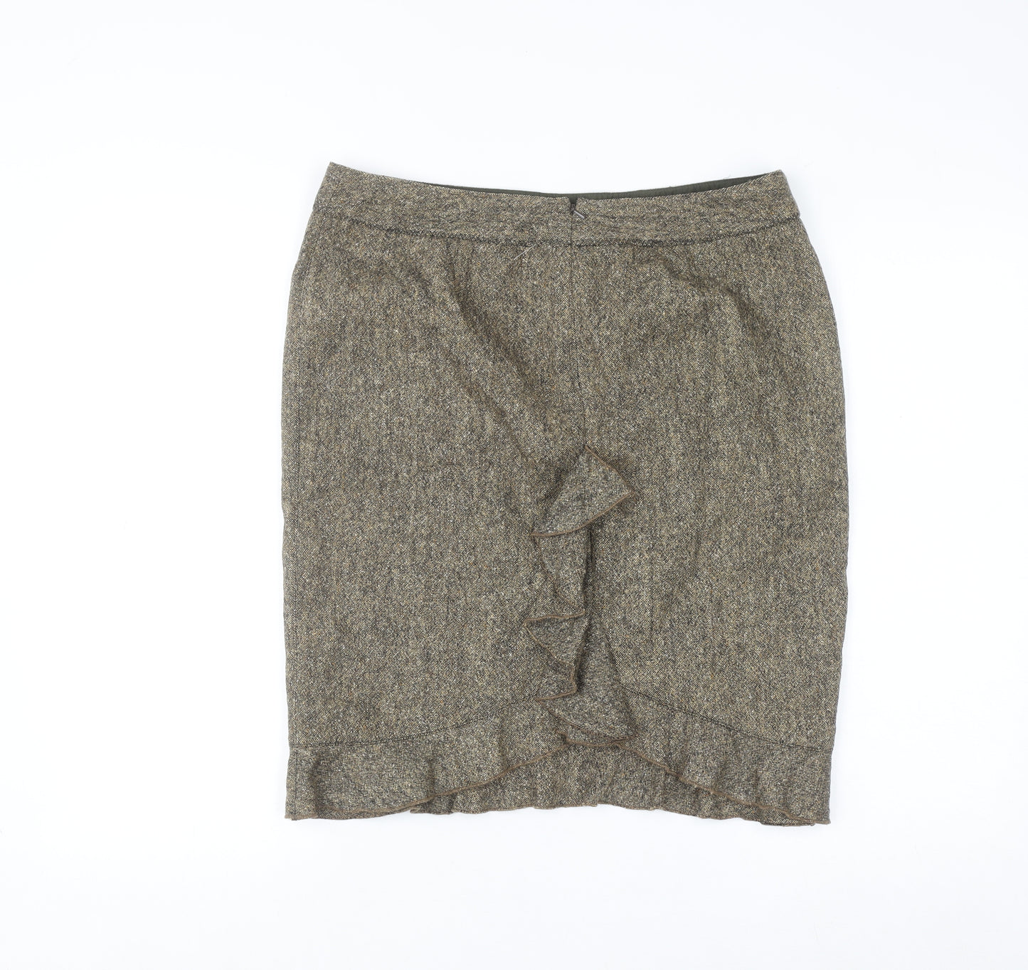 Club Monaco Women Brown Wool Tweed Knee Length Pencil Skirt Size 8