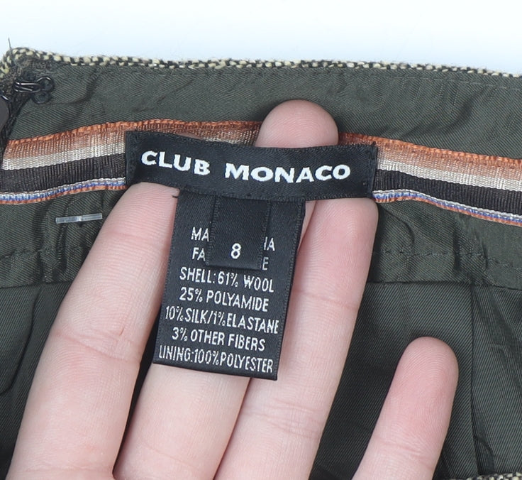 Club Monaco Women Brown Wool Tweed Knee Length Pencil Skirt Size 8