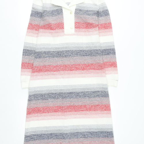 Graell Women Multicoloured Wool Knit Collared Shift Dress Size 8