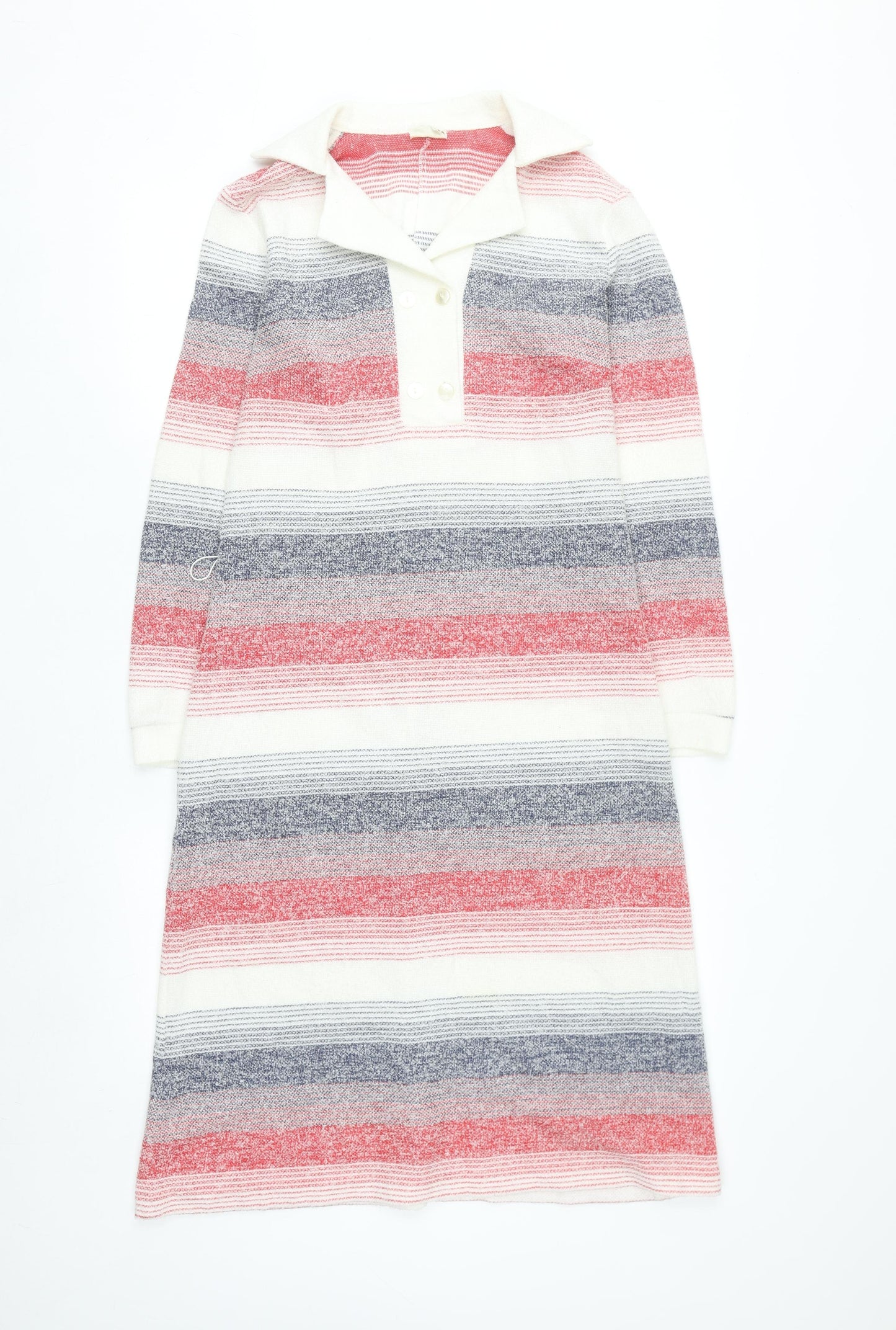 Graell Women Multicoloured Wool Knit Collared Shift Dress Size 8