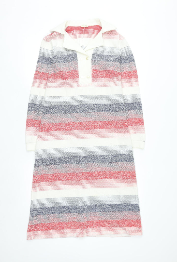 Graell Women Multicoloured Wool Knit Collared Shift Dress Size 8