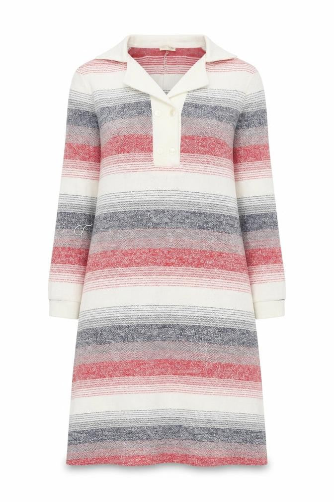 Front view of Graell Women Multicoloured Wool Knit Collared Shift Dress, size 8