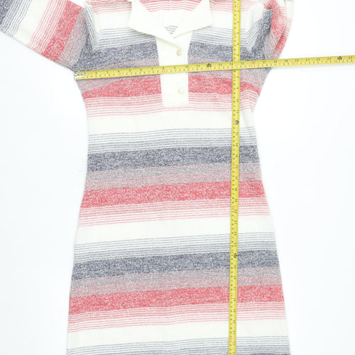 Graell Women Multicoloured Wool Knit Collared Shift Dress Size 8