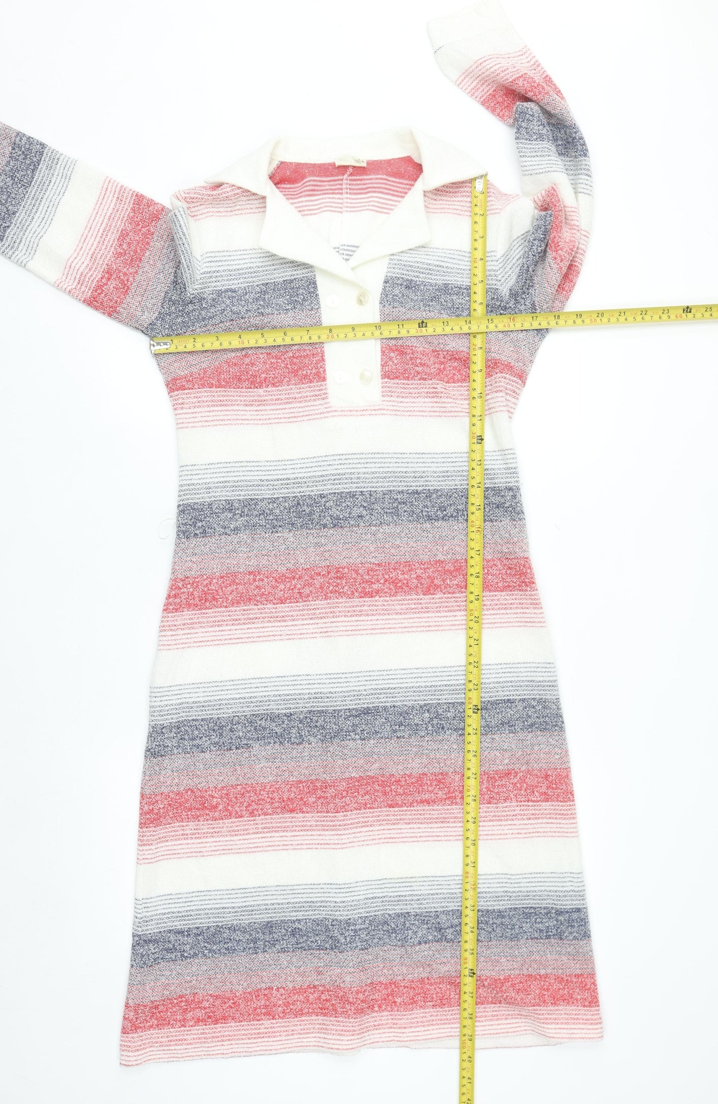 Graell Women Multicoloured Wool Knit Collared Shift Dress Size 8