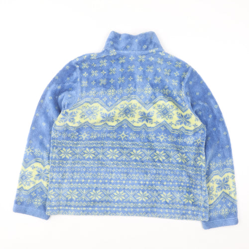 Talbots Women Blue Fair Isle 1/2 Zip Fleece Pullover Sweatshirt Medium
