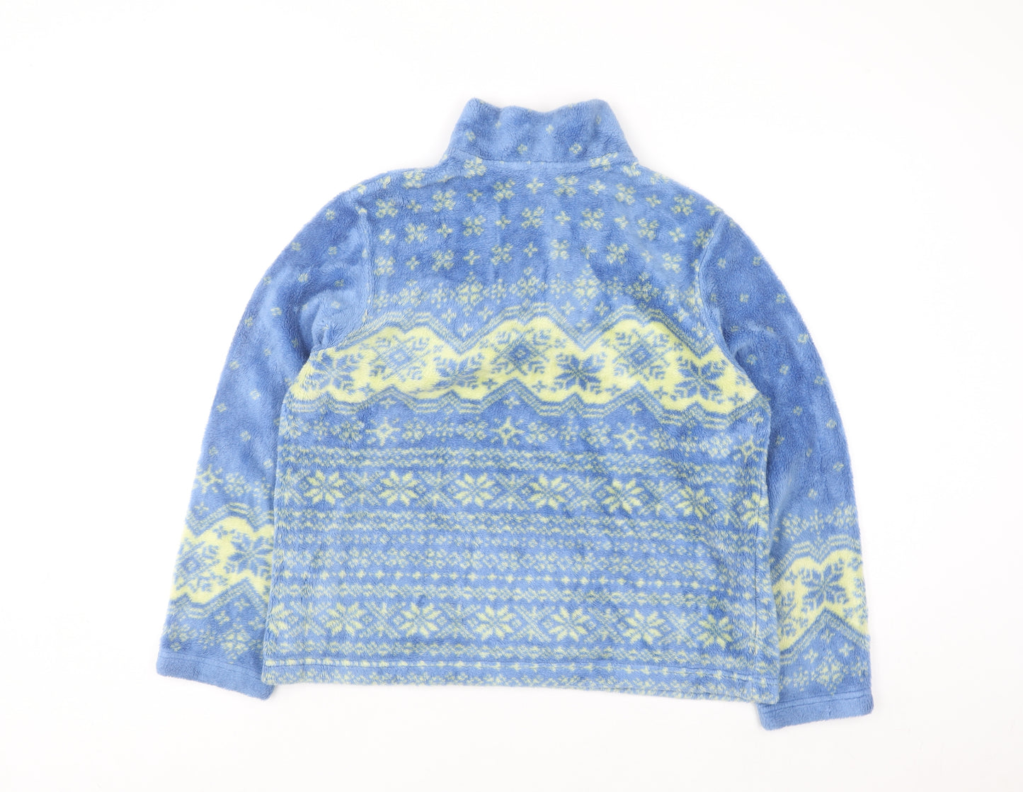 Talbots Women Blue Fair Isle 1/2 Zip Fleece Pullover Sweatshirt Medium