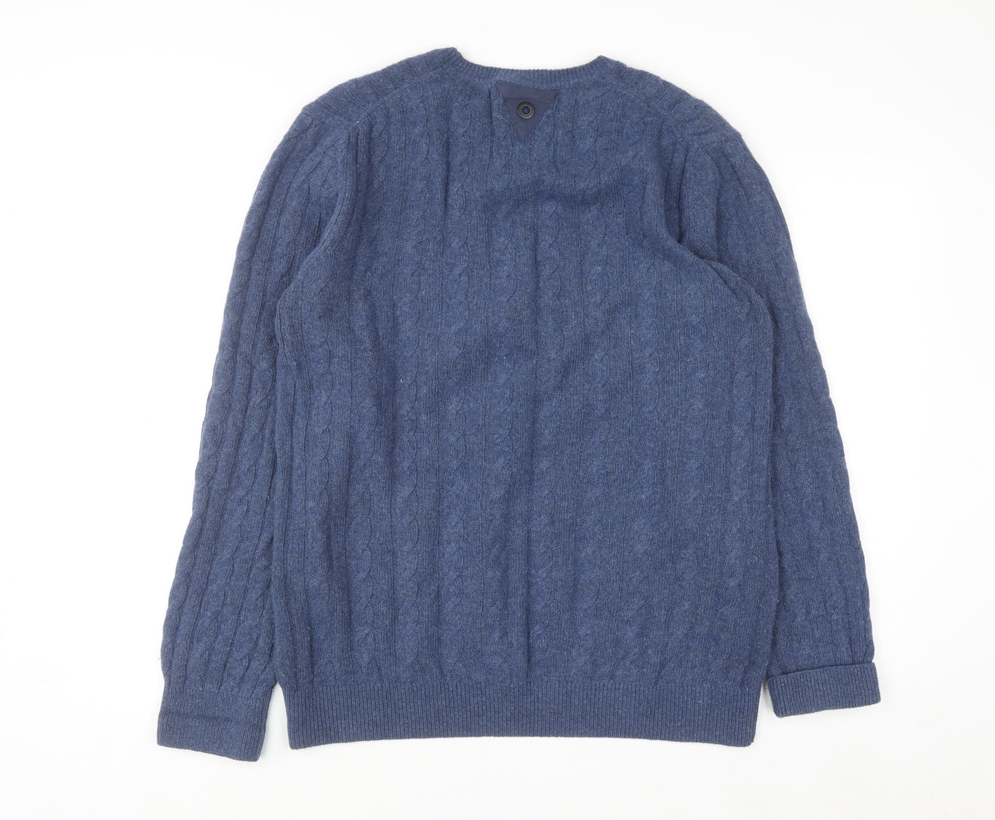 Barbour Men's Blue Wool Cotton Cable Knit Jumper Size L