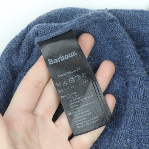 Barbour Men's Blue Wool Cotton Cable Knit Jumper Size L