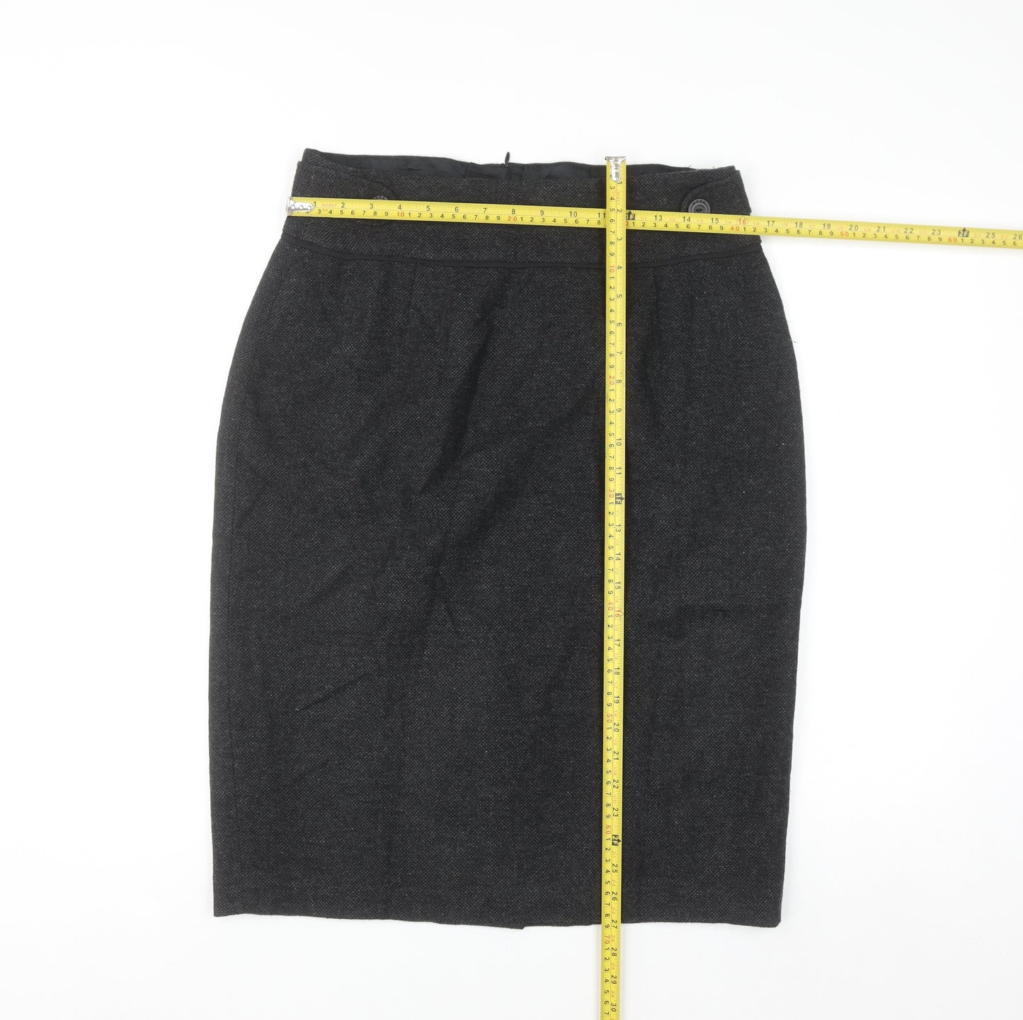 Mexx Women's Black Wool Blend Pencil Skirt Size 18 Knee Length Workwear