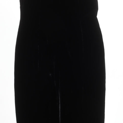 Jones New York Women Black Velvet Sheath Midi Dress Size 14