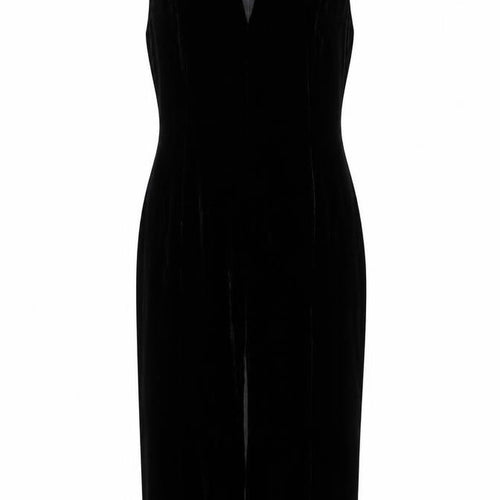 Jones New York Women Black Velvet Sheath Midi Dress Size 14