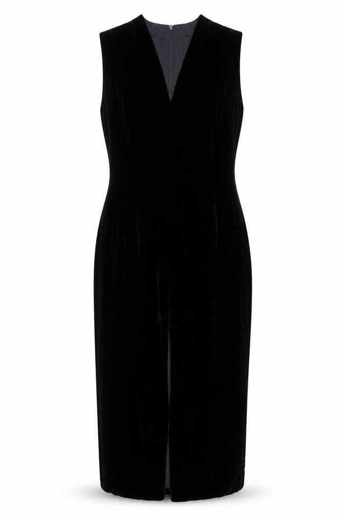 Jones New York Women Black Velvet Sheath Midi Dress Size 14