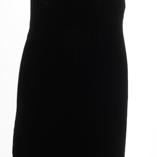 Jones New York Women Black Velvet Sheath Midi Dress Size 14