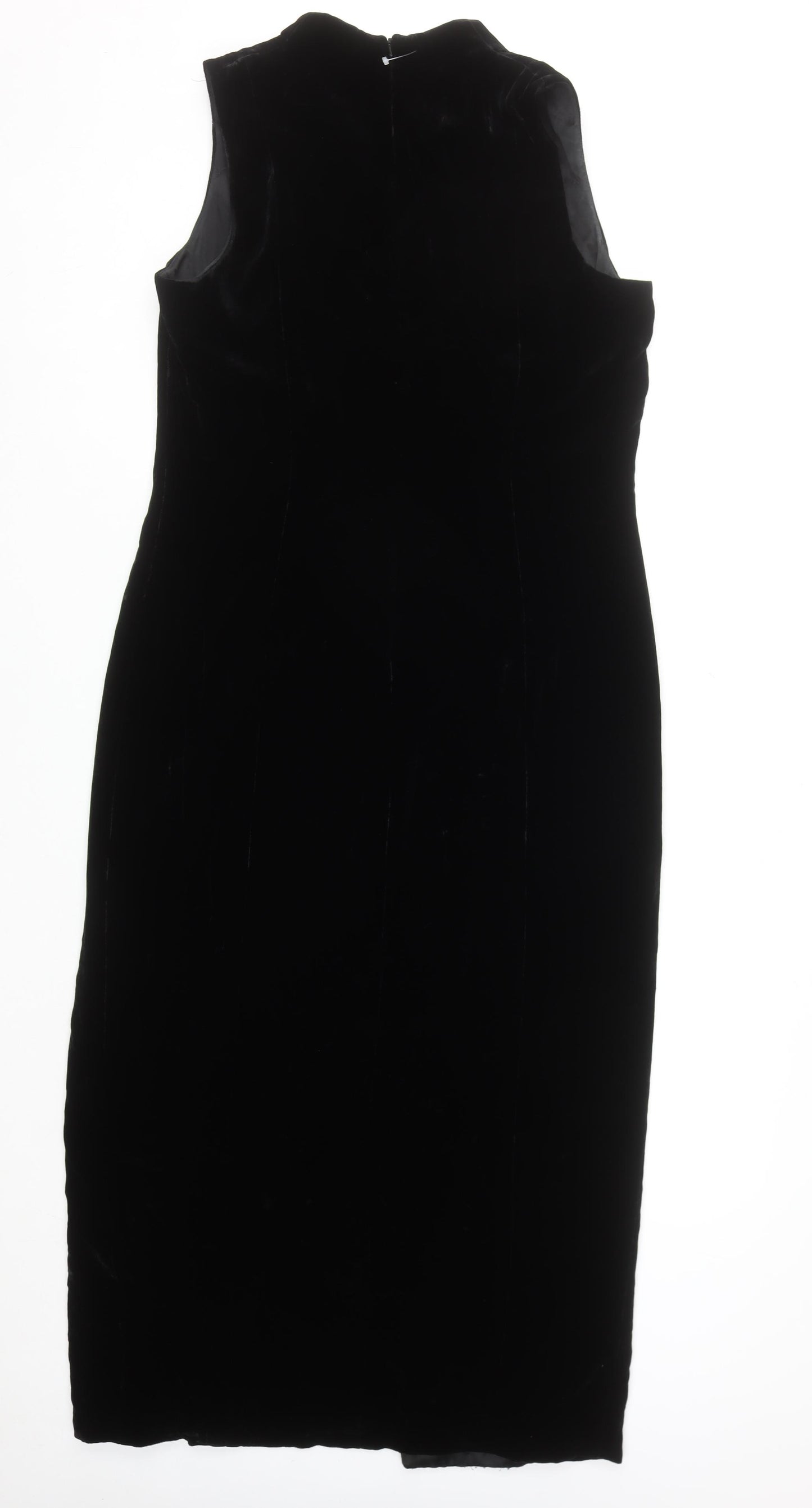 Jones New York Women Black Velvet Sheath Midi Dress Size 14