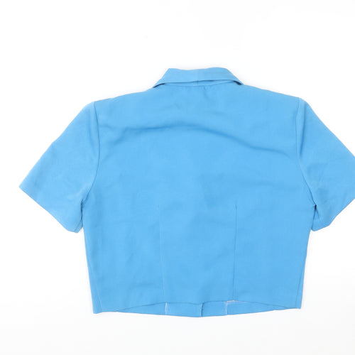 Golibel Women’s Blue Cropped Collared Short Sleeve Blouse Size 10