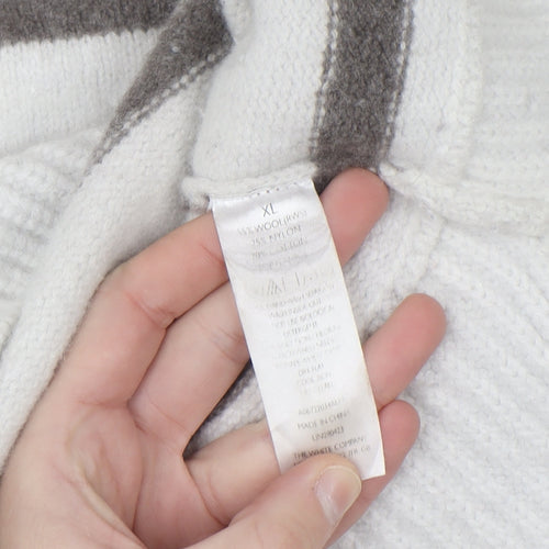 The White Company Women’s White Striped Roll Neck Wool Jumper XL