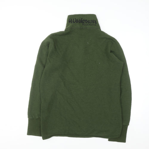 Woolpower Men’s Green Full Zip High Neck Merino Wool Jumper L