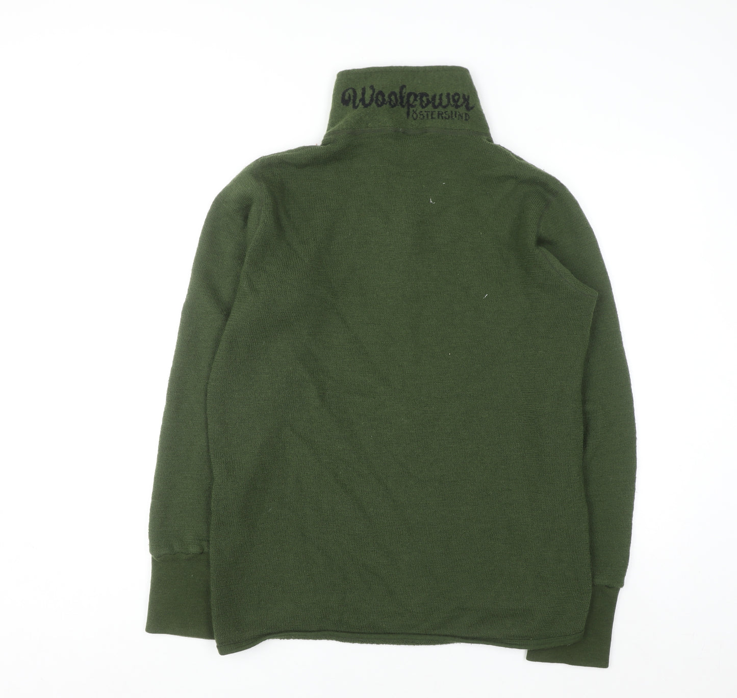 Woolpower Men’s Green Full Zip High Neck Merino Wool Jumper L