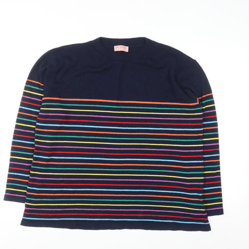 Popsy Women’s Navy Multicoloured Striped Pullover Jumper Size 18/20
