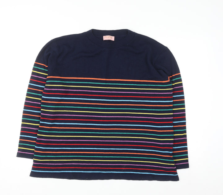 Popsy Women’s Navy Multicoloured Striped Pullover Jumper Size 18/20