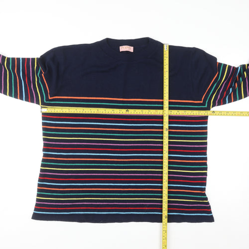 Popsy Women’s Navy Multicoloured Striped Pullover Jumper Size 18/20
