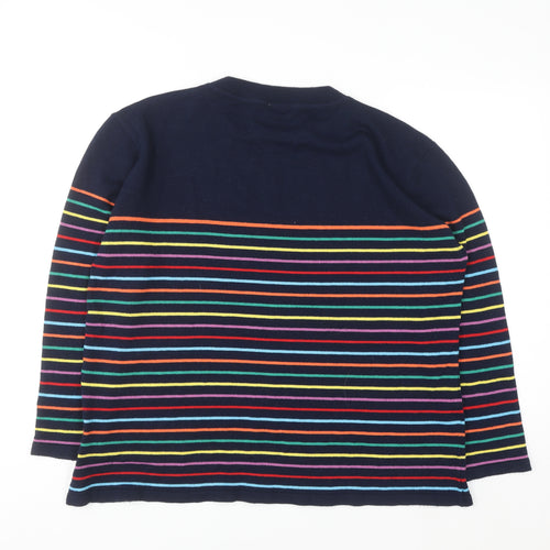 Popsy Women’s Navy Multicoloured Striped Pullover Jumper Size 18/20