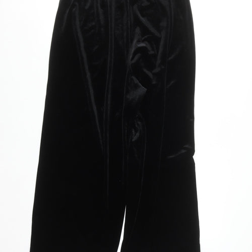 Bob Mackie Wearable Art Black Velvet Wide-Leg Womens Trousers L