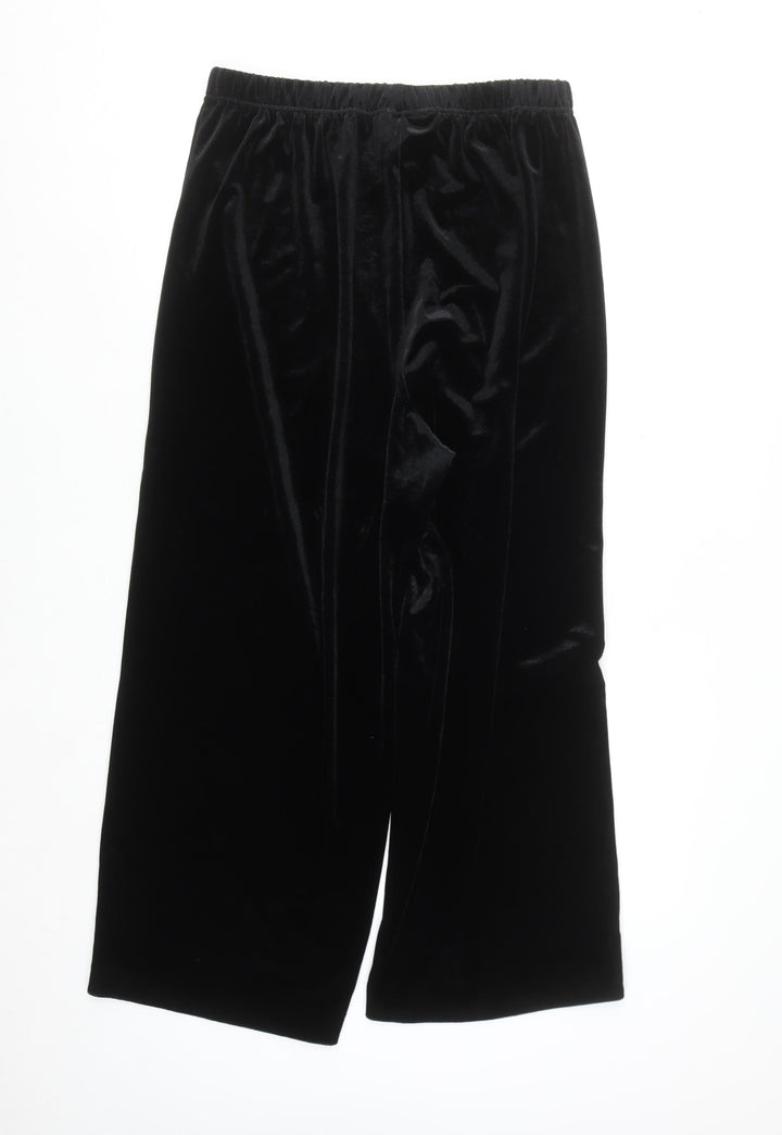 Bob Mackie Wearable Art Black Velvet Wide-Leg Womens Trousers L