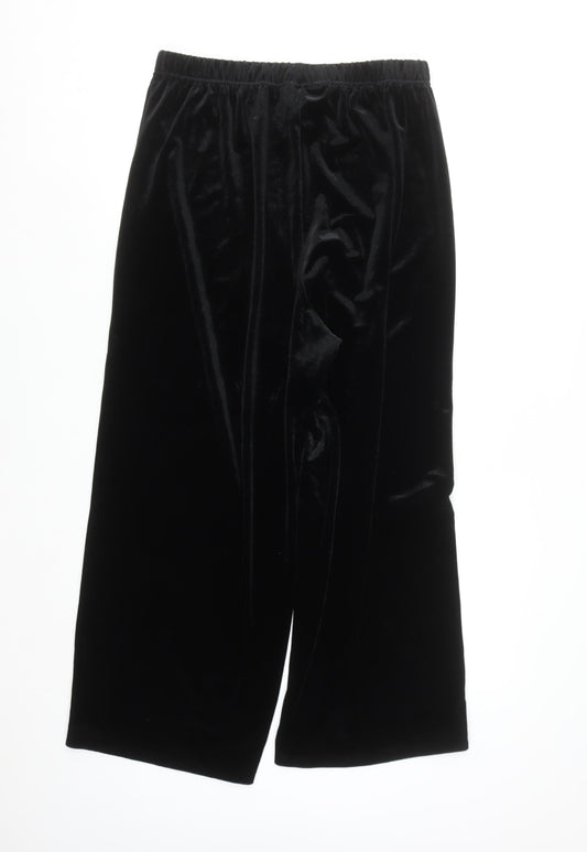 Bob Mackie Wearable Art Black Velvet Wide-Leg Womens Trousers L