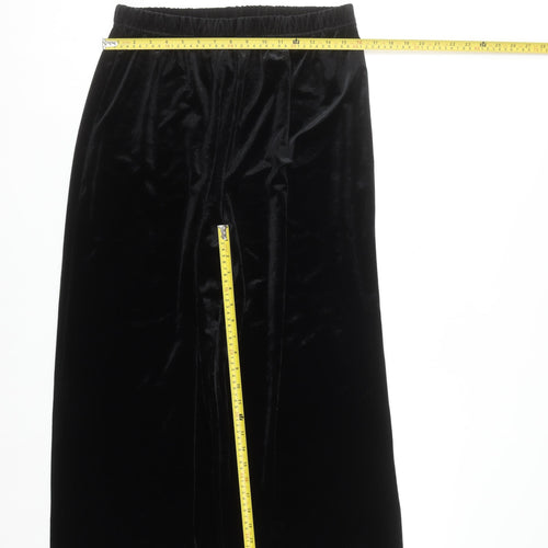 Bob Mackie Wearable Art Black Velvet Wide-Leg Womens Trousers L
