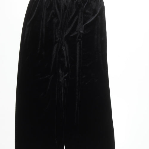 Bob Mackie Wearable Art Black Velvet Wide-Leg Womens Trousers L