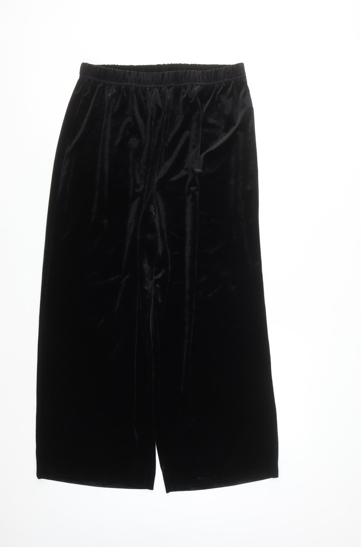 Bob Mackie Wearable Art Black Velvet Wide-Leg Womens Trousers L