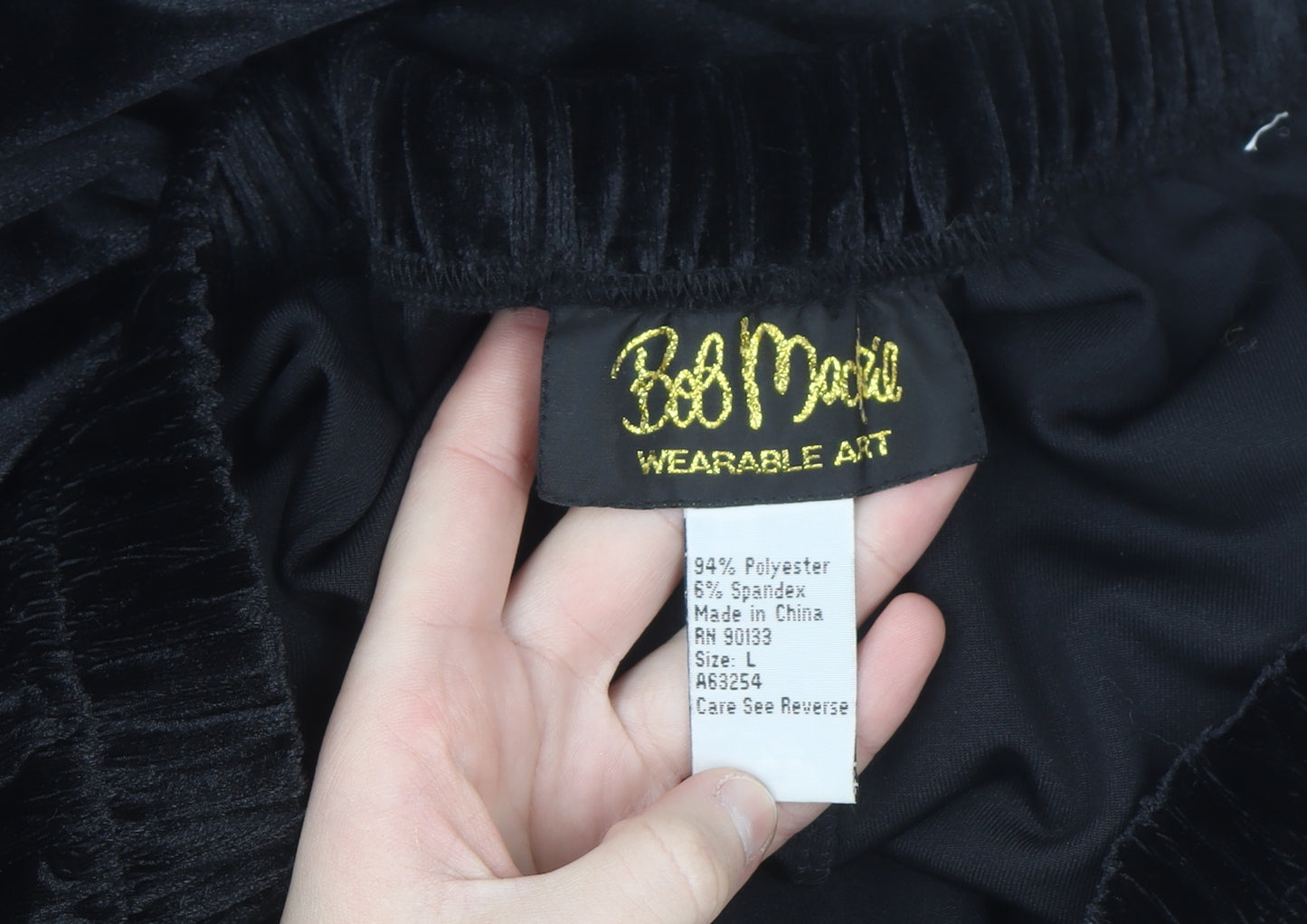 Bob Mackie Wearable Art Black Velvet Wide-Leg Womens Trousers L