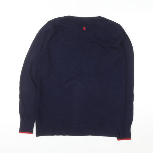 Joules Womens Blue Christmas Dog Sequin Jumper Size 10
