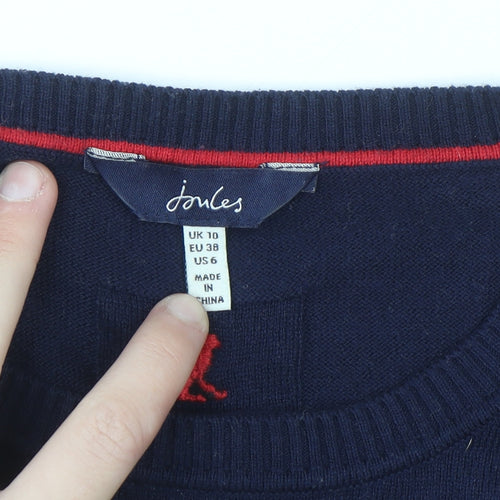 Joules Womens Blue Christmas Dog Sequin Jumper Size 10