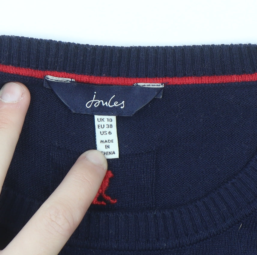 Joules Womens Blue Christmas Dog Sequin Jumper Size 10