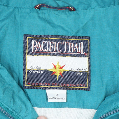 Pacific Trail Men's Blue M Windbreaker Jacket Pockets Lined Retro Style