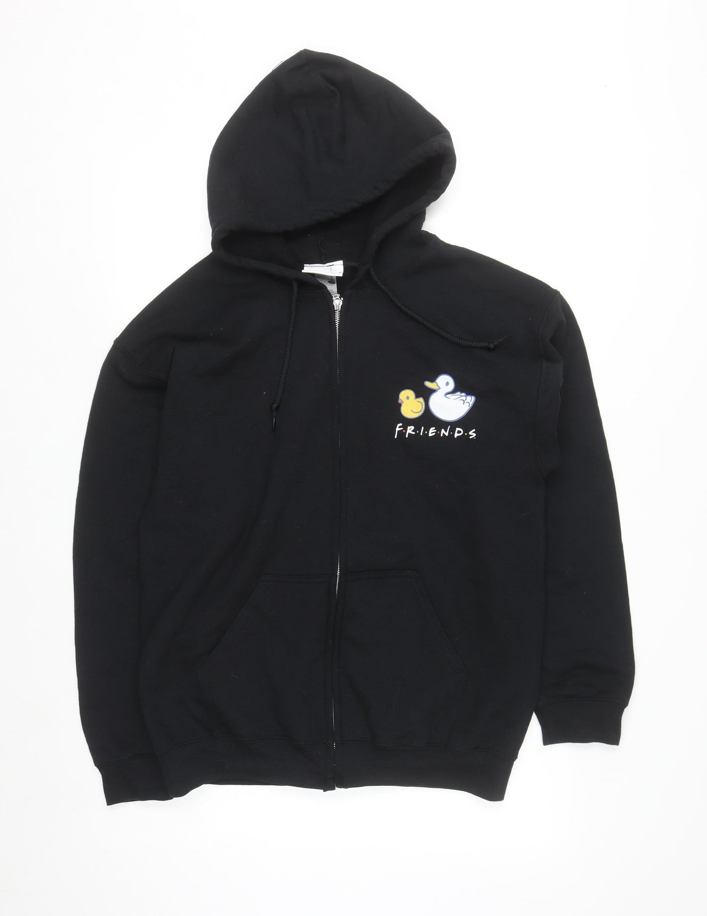 Friends Men's Black Full Zip Hoodie Size M Graphic Logo Sweatshirt