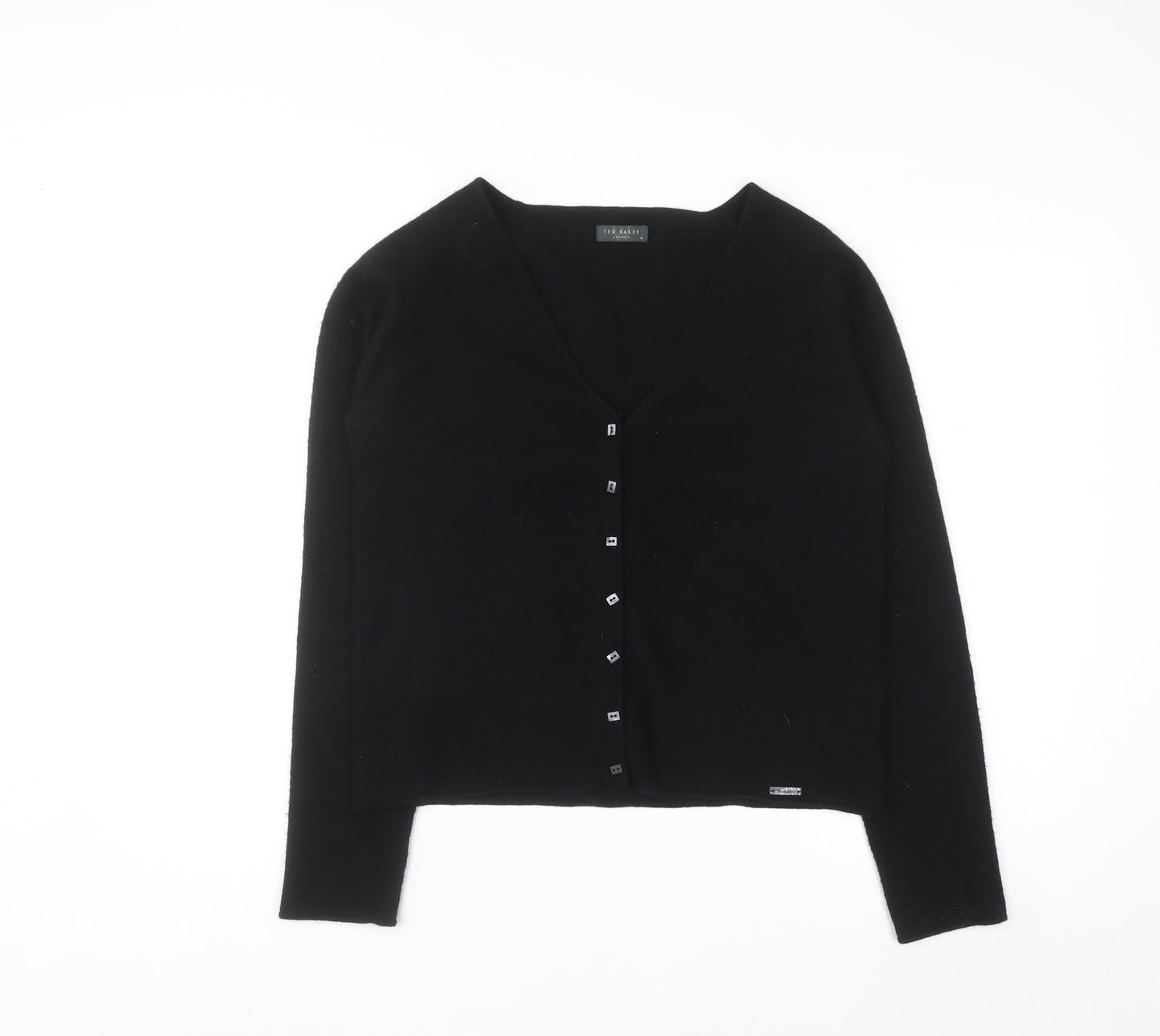 Ted Baker Womens Black Cashmere Blend V-Neck Cardigan Size 14
