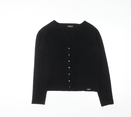 Ted Baker Womens Black Cashmere Blend V-Neck Cardigan Size 14