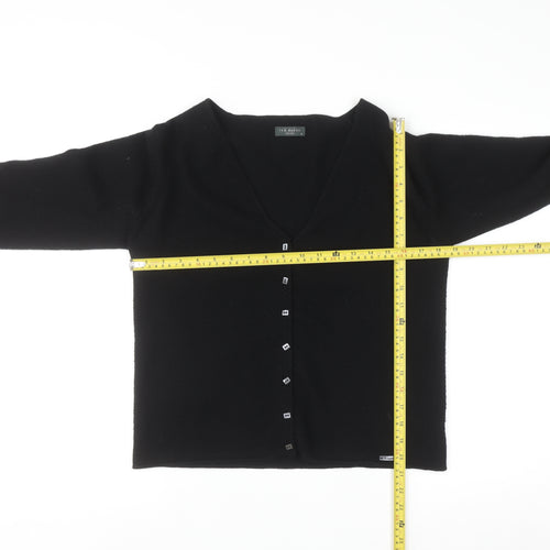 Ted Baker Womens Black Cashmere Blend V-Neck Cardigan Size 14