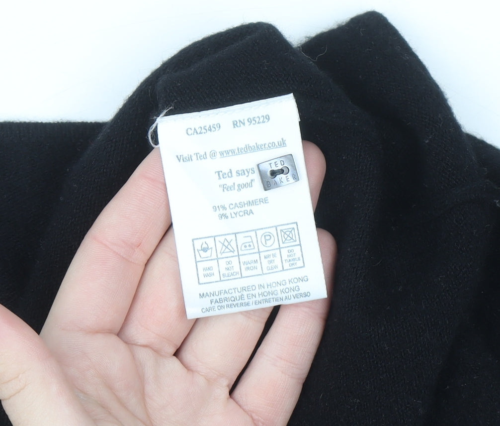 Ted Baker Womens Black Cashmere Blend V-Neck Cardigan Size 14