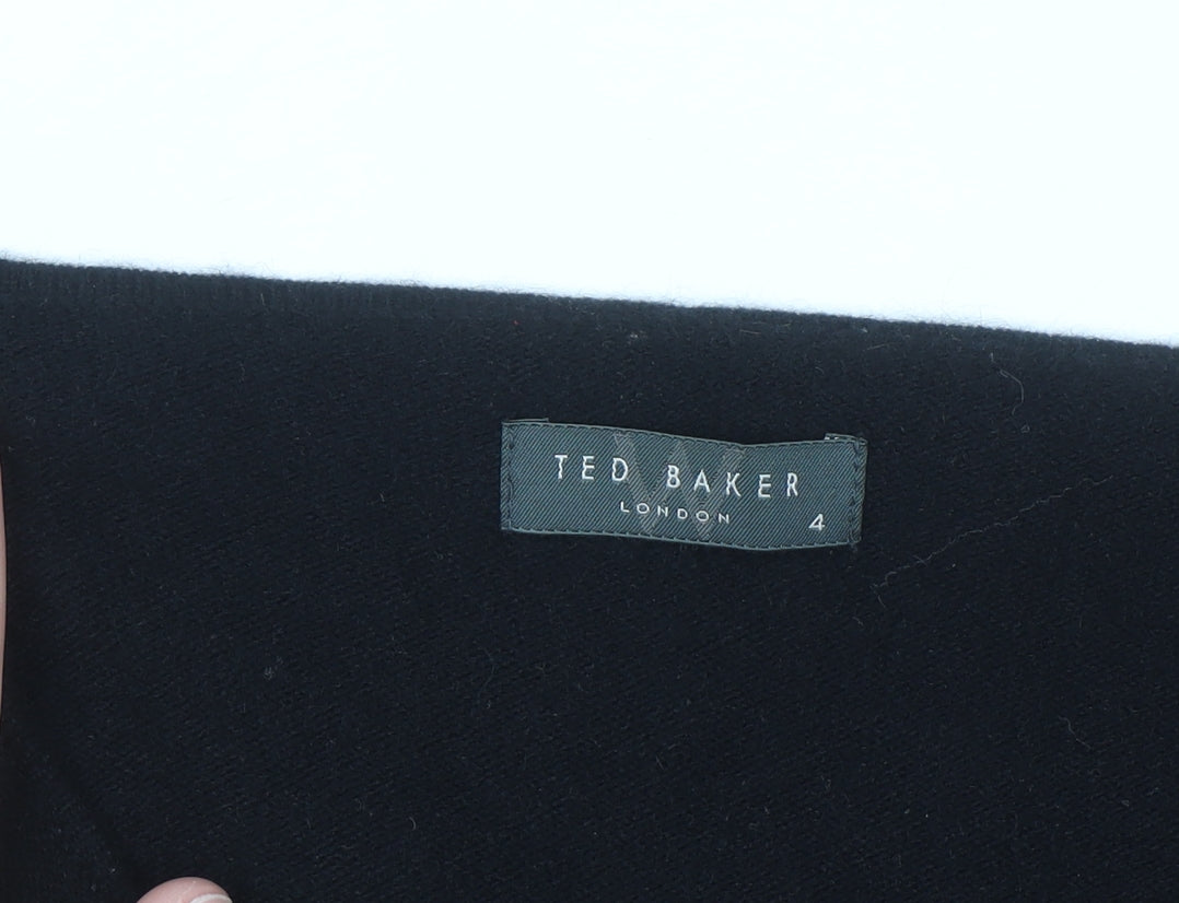 Ted Baker Womens Black Cashmere Blend V-Neck Cardigan Size 14